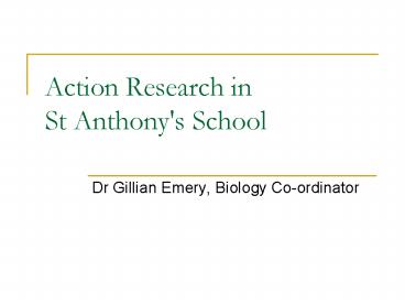 Action Research in St Anthony's School