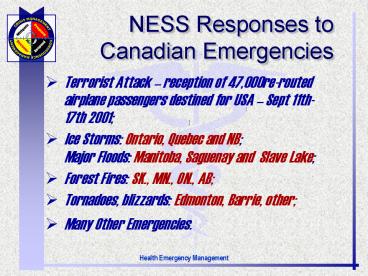 NESS Responses to Canadian Emergencies