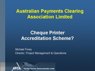 Australian Payments Clearing Association Limited
