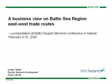 A business view on Baltic Sea Region eastwest trade routes