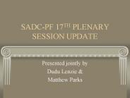 SADCPF 17TH PLENARY SESSION UPDATE