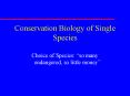 Conservation Biology of Single Species PowerPoint PPT Presentation