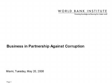 Business in Partnership Against Corruption