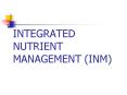 INTEGRATED NUTRIENT MANAGEMENT INM PowerPoint PPT Presentation