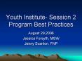 Youth Institute Session 2 Program Best Practices PowerPoint PPT Presentation