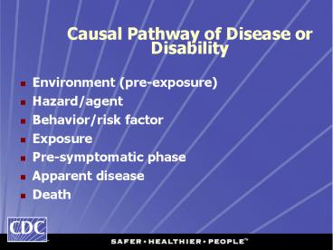Causal Pathway of Disease or Disability