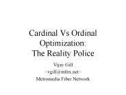 Cardinal Vs Ordinal Optimization: The Reality Police