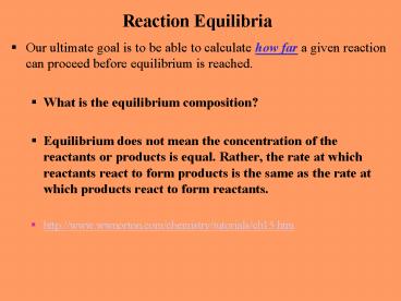 Reaction Equilibria