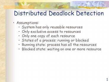 Distributed Deadlock Detection presentation | free to view