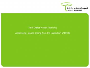 Post Ofsted Action Planning