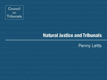 Natural Justice and Tribunals