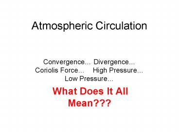 Atmospheric Circulation