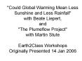 "Could Global Warming Mean Less Sunshine and Less Rainfall" with Beate Liepert, and "The Plumeflow P PowerPoint PPT Presentation