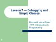 Lesson 7 Debugging and Simple Classes PowerPoint PPT Presentation