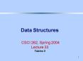 Data Structures CSCI 262, Spring 2004 Lecture 33 Tables II PowerPoint PPT Presentation