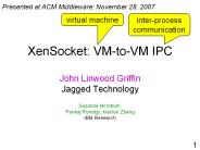 XenSocket: VM-to-VM IPC