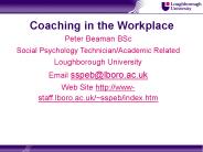 Coaching in the Workplace