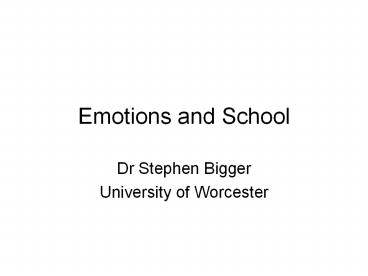 Emotions and School