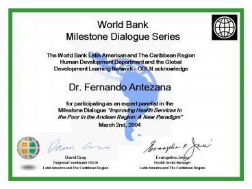 World Bank Milestone Dialogue Series