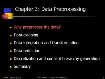 Chapter 3: Data Preprocessing presentation | free to view