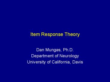 Item Response Theory