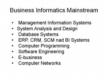 Business Informatics Mainstream
