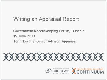 Writing an Appraisal Report