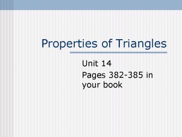 Properties of Triangles