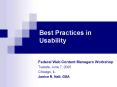 Best Practices in Usability PowerPoint PPT Presentation