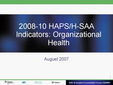 200810 HAPSHSAA Indicators: Organizational Health
