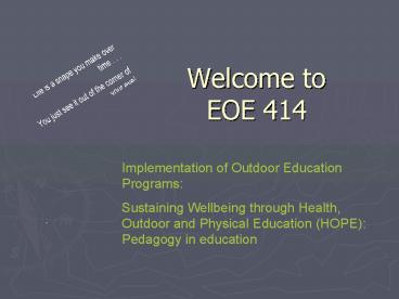 Welcome to EOE 414
