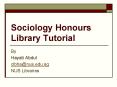 Sociology Honours Library Tutorial PowerPoint PPT Presentation