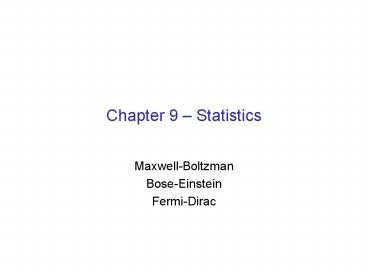 Chapter 9 Statistics