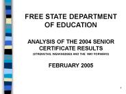 FREE STATE DEPARTMENT OF EDUCATION