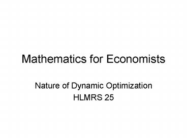 Mathematics for Economists