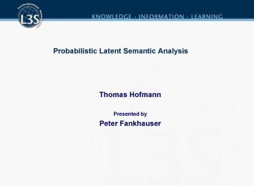 Probabilistic Latent Semantic Analysis