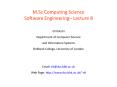 M'Sc Computing Science Software Engineering Lecture 8 PowerPoint PPT Presentation