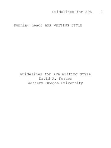 Running head: APA WRITING STYLE
