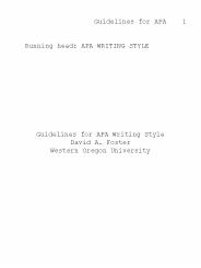 Running head: APA WRITING STYLE