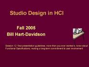 Studio Design in HCI