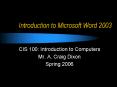 Introduction to Microsoft Word 2003 PowerPoint PPT Presentation