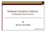 Software Systems Analysis A Research Area Overview