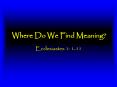 Where Do We Find Meaning PowerPoint PPT Presentation