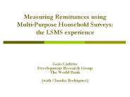 Measuring Remittances using Multi-Purpose Household Surveys: the LSMS experience