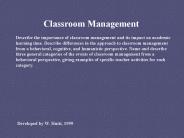 Classroom Management