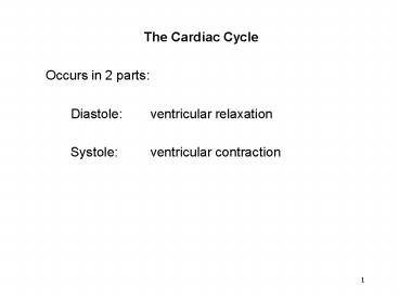 The Cardiac Cycle