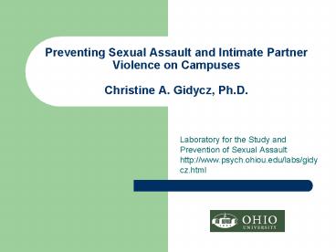 Preventing Sexual Assault and Intimate Partner Violence on Campuses ...