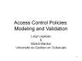 Access Control Policies: Modeling and Validation PowerPoint PPT Presentation
