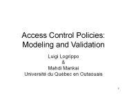 Access Control Policies: Modeling and Validation