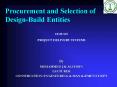 Procurement and Selection of DesignBuild Entities PowerPoint PPT Presentation